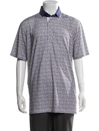 Pre-owned Greyson Printed Collar Polo Shirt In White