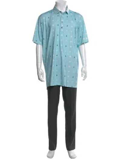 Pre-owned Greyson Printed Crew Neck Polo Shirt In Blue