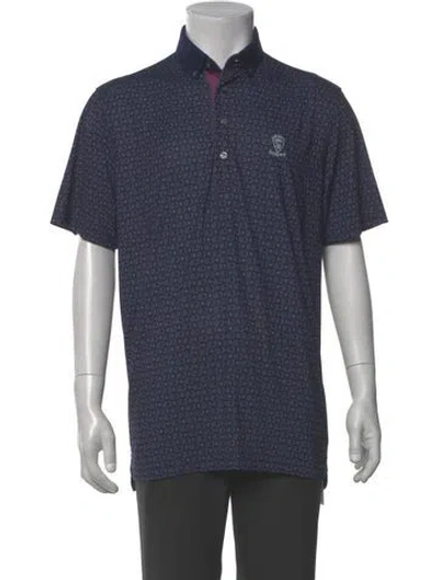 Pre-owned Greyson Printed Crew Neck Polo Shirt In Blue