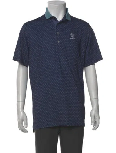 Pre-owned Greyson Printed Crew Neck Polo Shirt In Blue