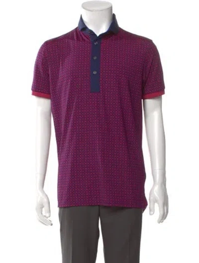 Pre-owned Greyson Printed Crew Neck Polo Shirt In Purple