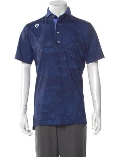 Pre-owned Greyson Printed V-neck Polo Shirt In Blue
