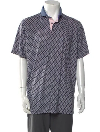 Pre-owned Greyson Printed V-neck Polo Shirt In Blue