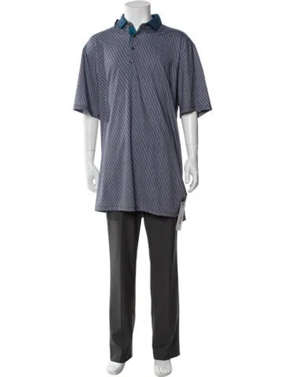 Pre-owned Greyson Printed V-neck Polo Shirt W/ Tags In Blue