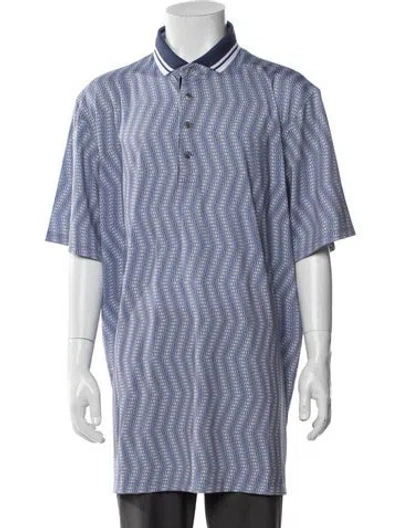 Pre-owned Greyson Printed V-neck Polo Shirt W/ Tags In Blue