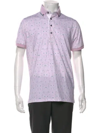Pre-owned Greyson Printed V-neck Polo Shirt W/ Tags In Pink