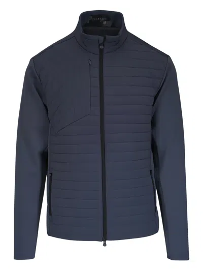 Greyson Quilted Panel Coat In Blue