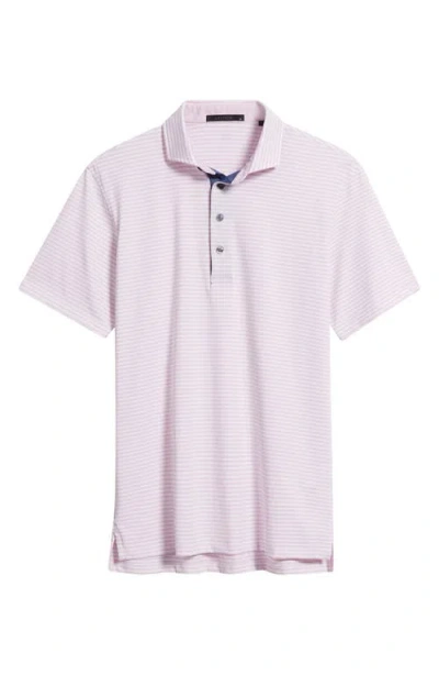 Greyson Quogue Stripe Performance Golf Polo In Pink
