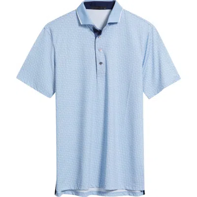 Greyson Rogue River Wave Print Performance Golf Polo In Blue