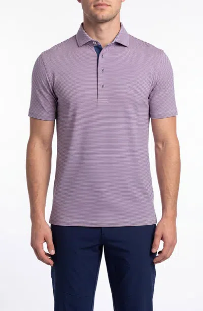Greyson Saranac Performance Striped Polo In Blossom/falcon