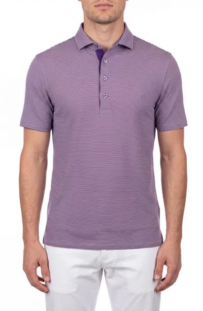 Greyson Saranac Performance Striped Polo In Highland/nightshade