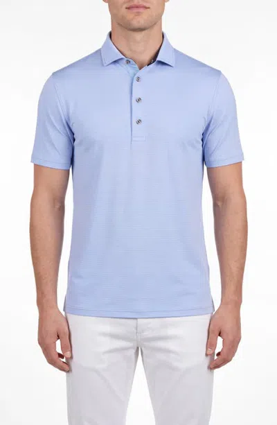 Greyson Saranac Performance Striped Polo In Valley/wolf Blue