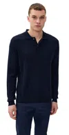 Greyson Saratoga Merino Long Sleeve Polo Sweater Maltese Blue
