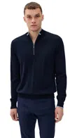 Greyson Saratoga Merino Quarter Zip Sweater Maltese Blue