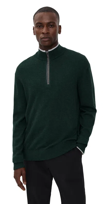 Greyson Sebonack Cashmere Blend Quarter Zip Jesper In Green