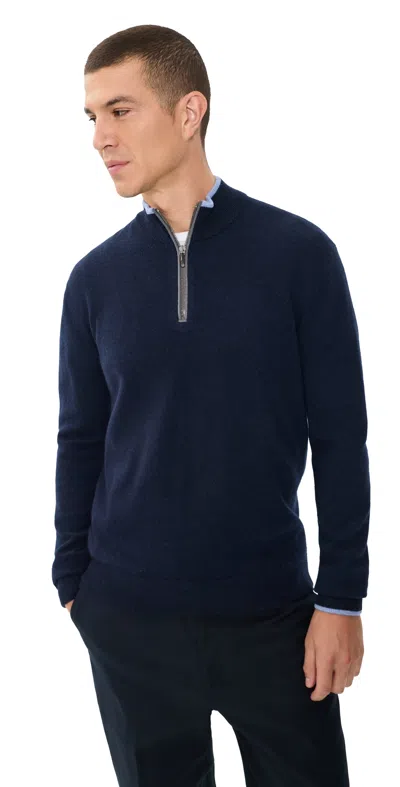 Greyson Sebonack Cashmere Blend Quarter Zip Sweater Maltese Blue
