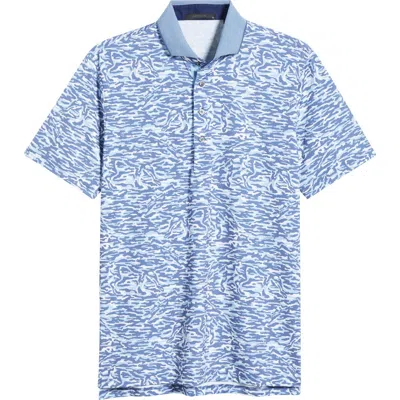 Greyson Stalking Wolf Camo Polo In Blue