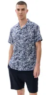 Greyson Stamped Lincoln Camp Collar Shirt Maltese Blue In Blue