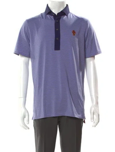 Pre-owned Greyson Striped Collar Polo Shirt In Blue