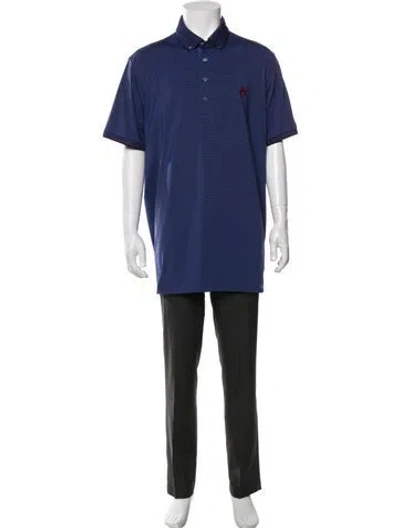Pre-owned Greyson Striped Collar Polo Shirt In Blue