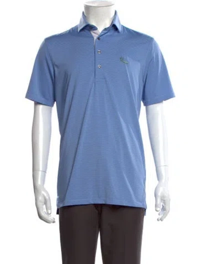 Pre-owned Greyson Striped Collar Polo Shirt In Blue