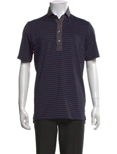 Pre-owned Greyson Striped Collar Polo Shirt In Blue