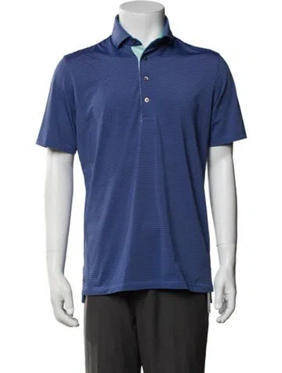 Pre-owned Greyson Striped Collar Polo Shirt In Blue