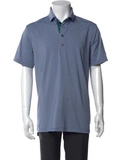 Pre-owned Greyson Striped Collar Polo Shirt In Blue
