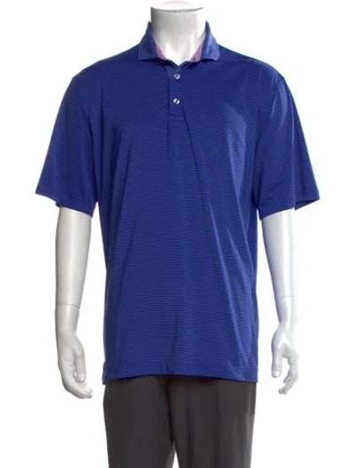 Pre-owned Greyson Striped Collar Polo Shirt In Blue