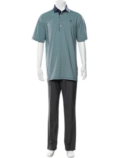 Pre-owned Greyson Striped Collar Polo Shirt In Blue/green
