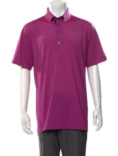 Pre-owned Greyson Striped Collar Polo Shirt In Pink