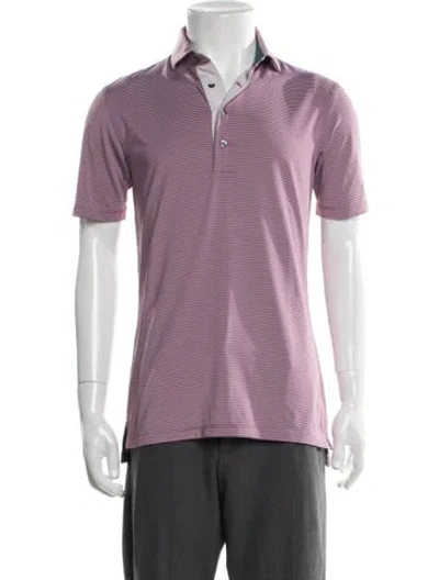 Pre-owned Greyson Striped Collar Polo Shirt In Purple