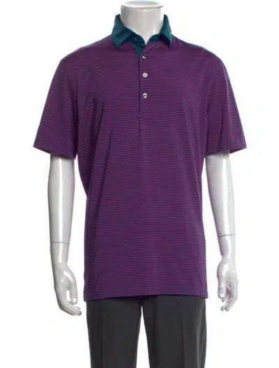 Pre-owned Greyson Striped Collar Polo Shirt In Purple