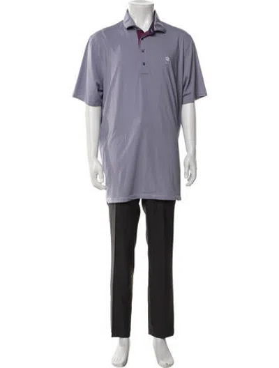 Pre-owned Greyson Striped Collar Polo Shirt In Purple