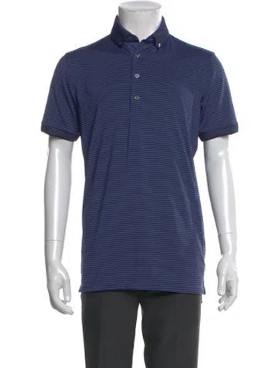 Pre-owned Greyson Striped Short Sleeve Shirt In Blue