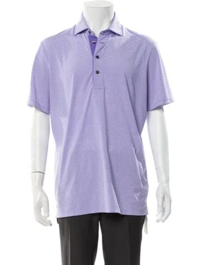 Pre-owned Greyson Striped V-neck Polo Shirt In Purple