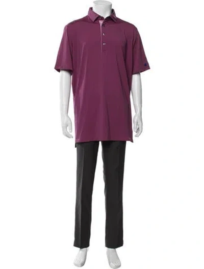 Pre-owned Greyson Striped V-neck Polo Shirt In Purple
