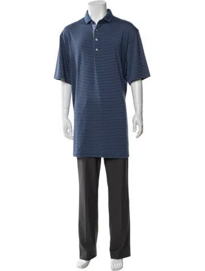 Pre-owned Greyson Striped V-neck Polo Shirt W/ Tags In Blue