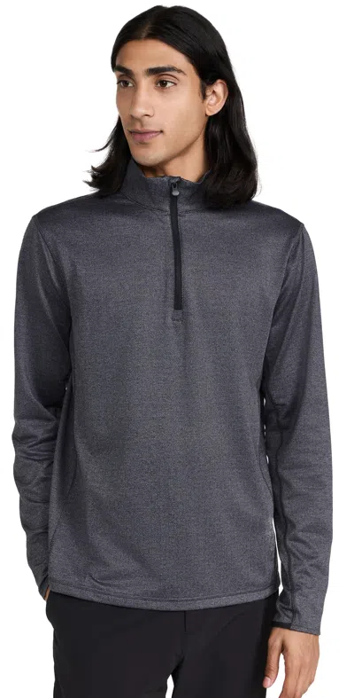 Greyson Tate Herringbone Mock Neck Quarter Zip Black Herringbone