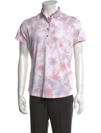 Pre-owned Greyson Tie-dye Print Crew Neck Polo Shirt W/ Tags In Pink