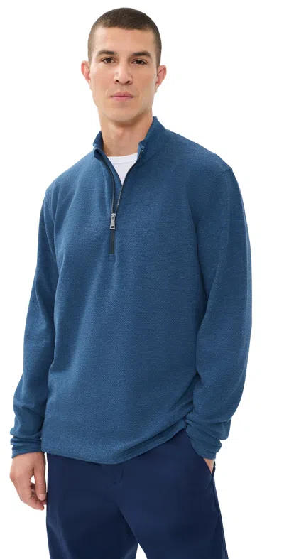 Greyson Troy Textured Fleece Quarter Zip Shirt Midnight Falcon