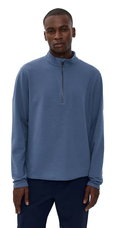 Greyson Troy Textured Fleece Quarter Zip Vintage Indigo In Blue