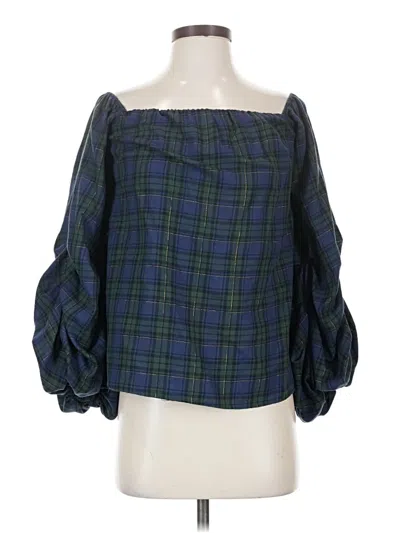 Pre-owned Greyson Tube Top Blue Off The Shoulder Neckline Tops