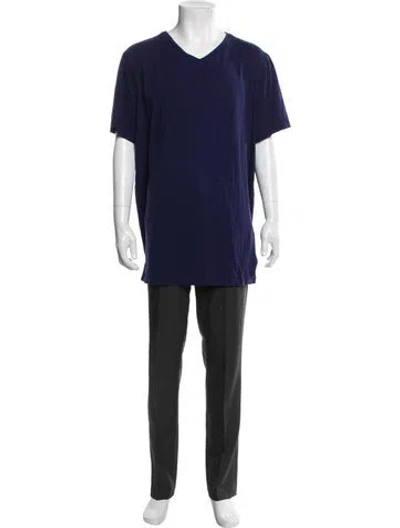 Pre-owned Greyson V-neck Short Sleeve T-shirt In Blue