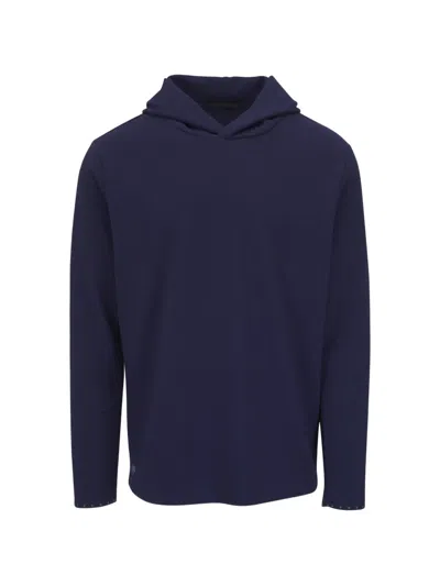 Greyson Waffle-knit Hoodie In Blue