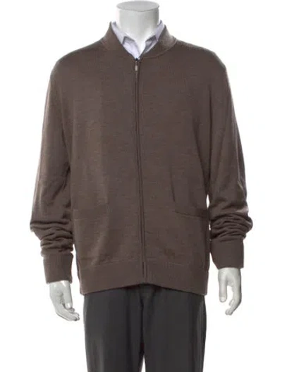 Pre-owned Greyson Wool Collar Cardigan W/ Tags In Neutrals