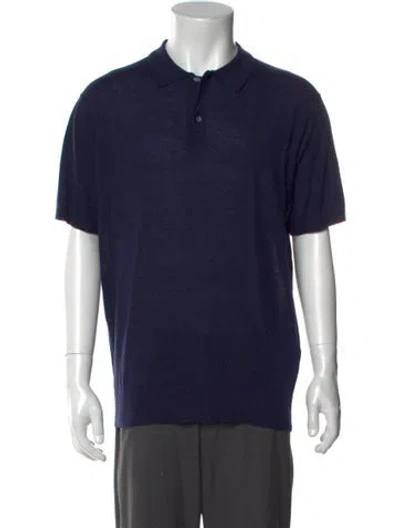 Pre-owned Greyson Wool Collar Polo Shirt In Blue