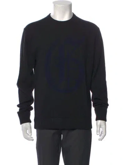 Pre-owned Greyson Wool Graphic Print Pullover In Black
