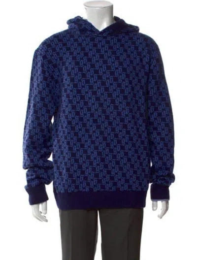 Pre-owned Greyson Wool Graphic Print Pullover In Blue