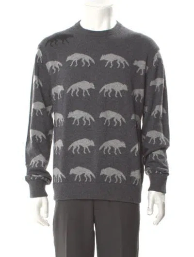 Pre-owned Greyson Wool Graphic Print Pullover In Gray